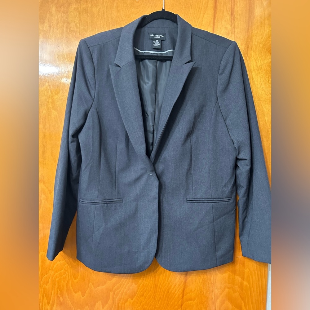 Liz Claiborne Gray Suit Jacket Blazer
